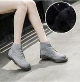 women shoes 2019 spring genuine leather Female Martin boots  suede women booties  British lace retro trend women naked boots