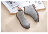 women shoes 2019 spring genuine leather Female Martin boots  suede women booties  British lace retro trend women naked boots