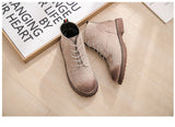 women shoes 2019 spring genuine leather Female Martin boots  suede women booties  British lace retro trend women naked boots