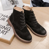 women shoes 2019 spring genuine leather Female Martin boots  suede women booties  British lace retro trend women naked boots