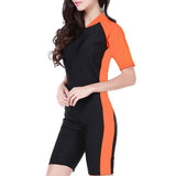 SBART Women's Rash Guard Dive Skin Suit 1.8mm Diving Suit SPF50 UV Sun Protection Quick Dry Short Sleeve Front Zip Boyleg - Swimming Diving Surfing Patchwork Spring Summer Fall