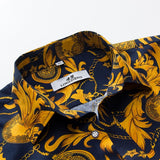 Men's Daily Going out Active / Street chic Plus Size Slim Shirt - Geometric Print Navy Blue / Short Sleeve