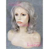 Synthetic Wig Curly Synthetic Hair Natural Hairline Gray Wig Women's Medium Length Lace Front